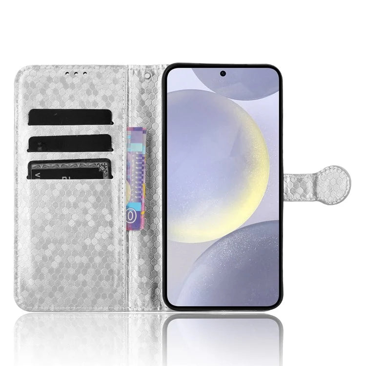 For Samsung Galaxy S24+ Magnetic Case PU Leather Imprinted Dots Pattern Wallet Cover