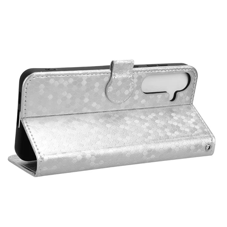 For Samsung Galaxy S24+ Magnetic Case PU Leather Imprinted Dots Pattern Wallet Cover