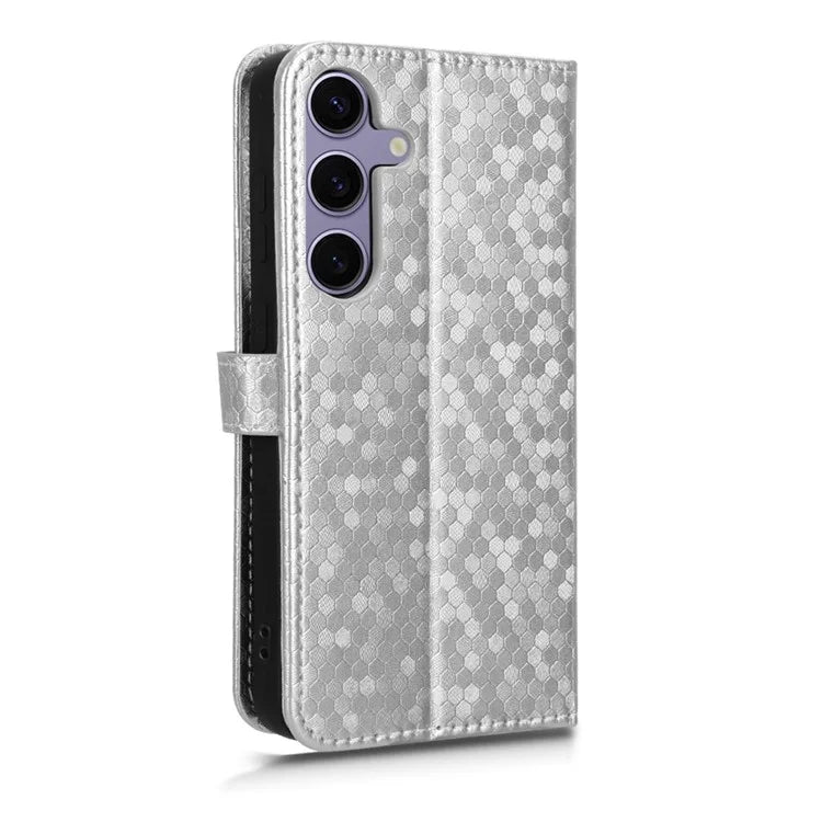For Samsung Galaxy S24+ Magnetic Case PU Leather Imprinted Dots Pattern Wallet Cover