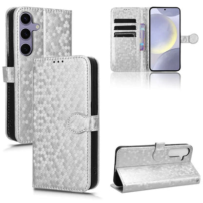 For Samsung Galaxy S24+ Magnetic Case PU Leather Imprinted Dots Pattern Wallet Cover