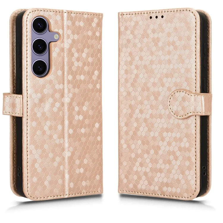 For Samsung Galaxy S24+ Magnetic Case PU Leather Imprinted Dots Pattern Wallet Cover