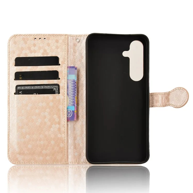 For Samsung Galaxy S24+ Magnetic Case PU Leather Imprinted Dots Pattern Wallet Cover
