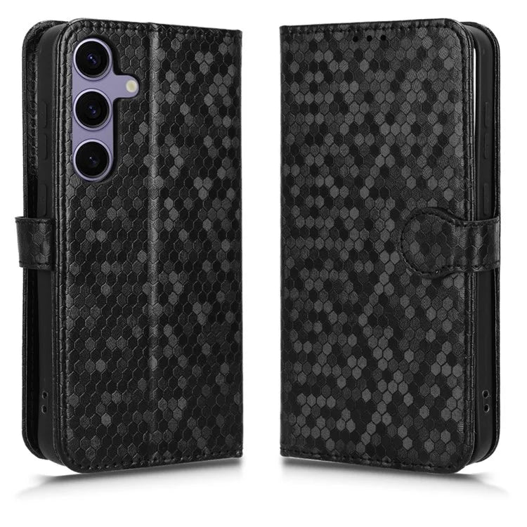 For Samsung Galaxy S24+ Magnetic Case PU Leather Imprinted Dots Pattern Wallet Cover