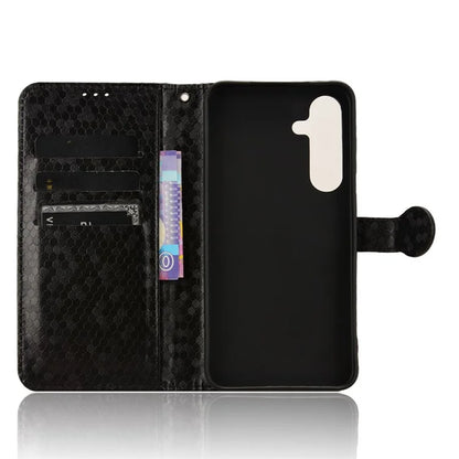 For Samsung Galaxy S24+ Magnetic Case PU Leather Imprinted Dots Pattern Wallet Cover