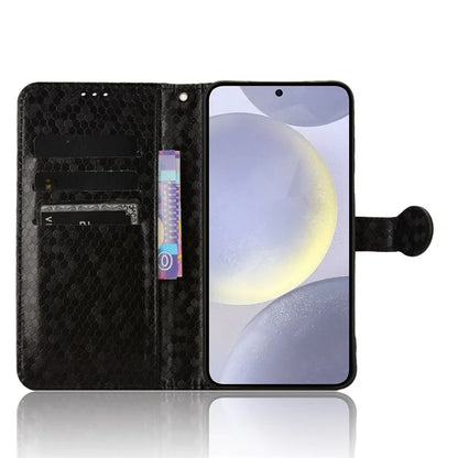 For Samsung Galaxy S24+ Magnetic Case PU Leather Imprinted Dots Pattern Wallet Cover