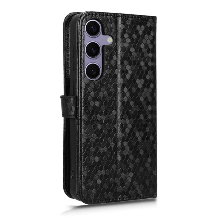 For Samsung Galaxy S24+ Magnetic Case PU Leather Imprinted Dots Pattern Wallet Cover