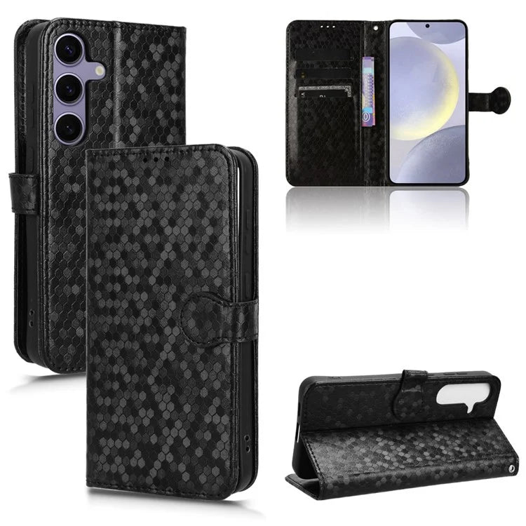 For Samsung Galaxy S24+ Magnetic Case PU Leather Imprinted Dots Pattern Wallet Cover