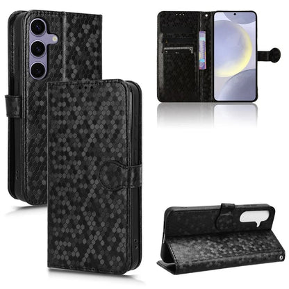 For Samsung Galaxy S24+ Magnetic Case PU Leather Imprinted Dots Pattern Wallet Cover