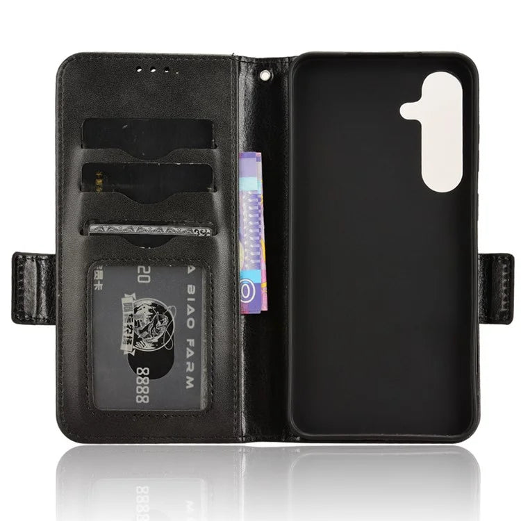 For Samsung Galaxy S24 Cell Phone Case Imprinted Triangle Flip Stand Wallet Leather Cover