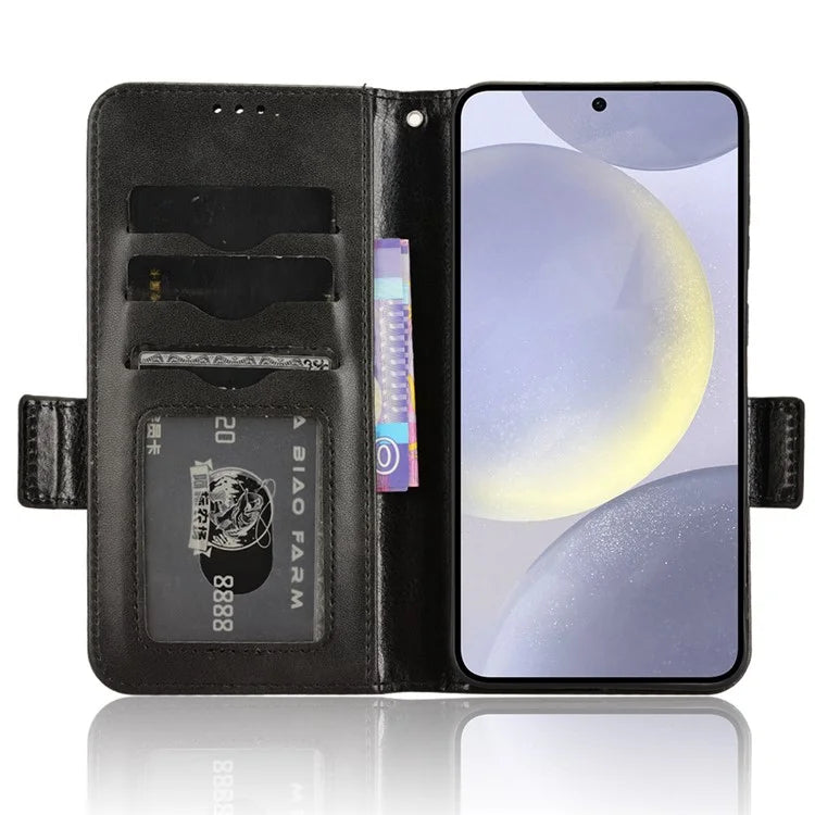 For Samsung Galaxy S24 Cell Phone Case Imprinted Triangle Flip Stand Wallet Leather Cover