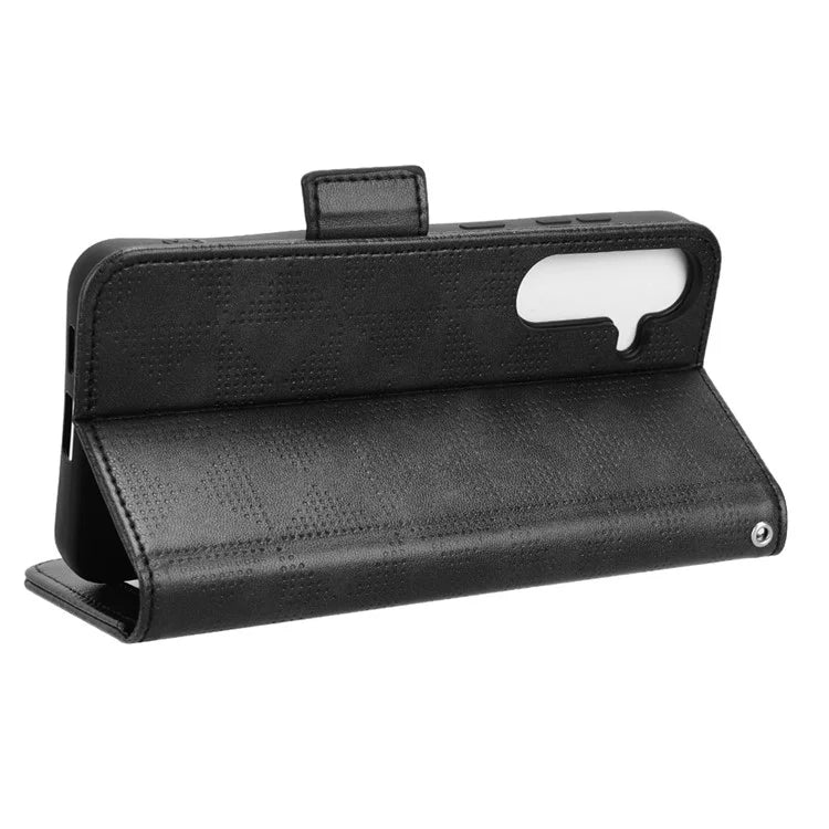 For Samsung Galaxy S24 Cell Phone Case Imprinted Triangle Flip Stand Wallet Leather Cover