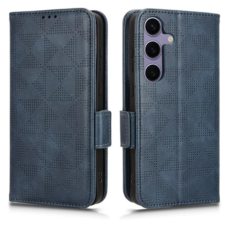 For Samsung Galaxy S24 Cell Phone Case Imprinted Triangle Flip Stand Wallet Leather Cover