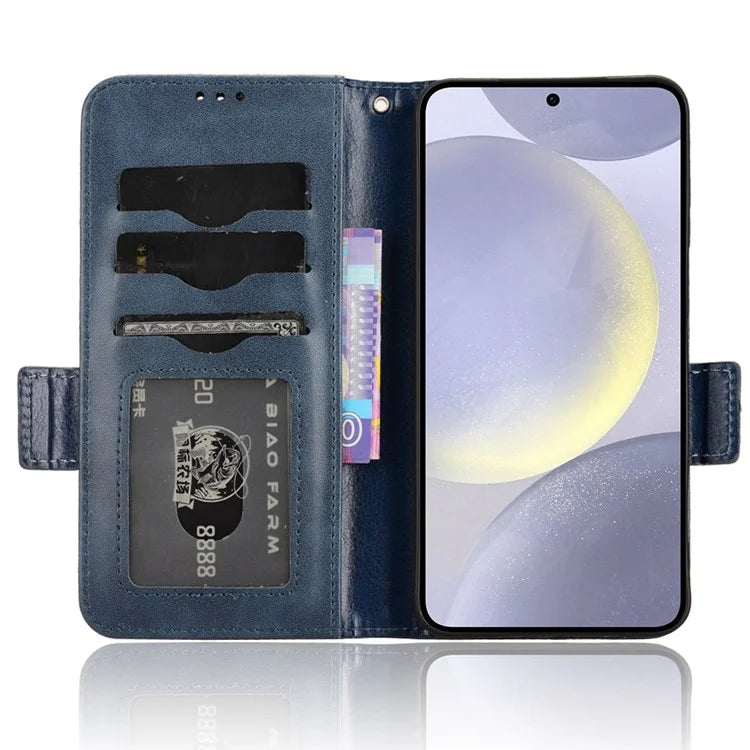 For Samsung Galaxy S24 Cell Phone Case Imprinted Triangle Flip Stand Wallet Leather Cover
