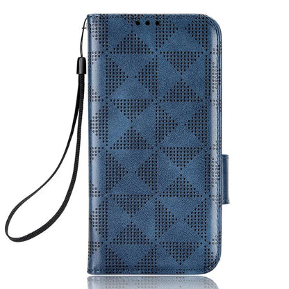For Samsung Galaxy S24 Cell Phone Case Imprinted Triangle Flip Stand Wallet Leather Cover