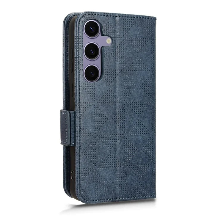 For Samsung Galaxy S24 Cell Phone Case Imprinted Triangle Flip Stand Wallet Leather Cover