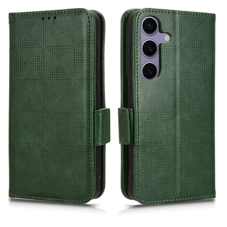 For Samsung Galaxy S24 Cell Phone Case Imprinted Triangle Flip Stand Wallet Leather Cover