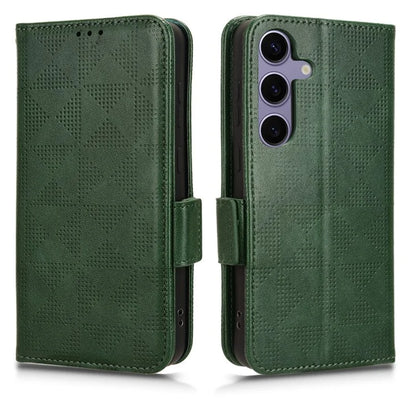 For Samsung Galaxy S24 Cell Phone Case Imprinted Triangle Flip Stand Wallet Leather Cover