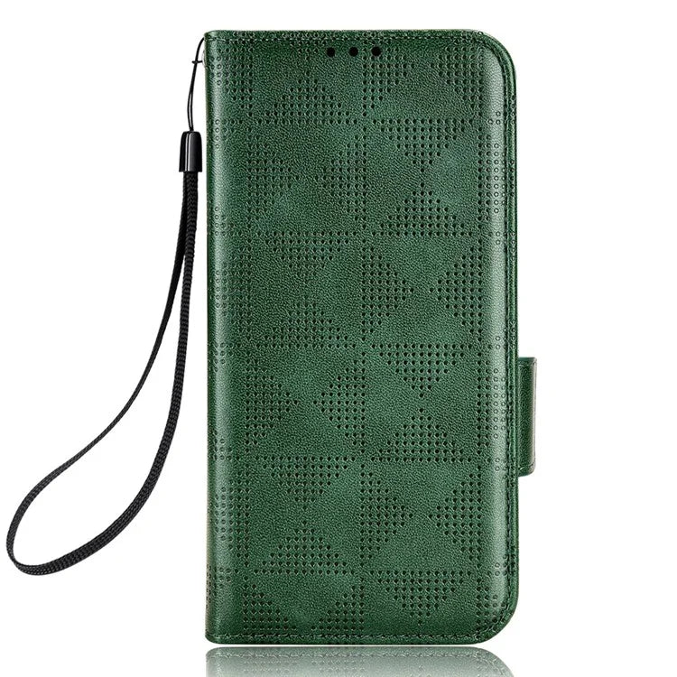 For Samsung Galaxy S24 Cell Phone Case Imprinted Triangle Flip Stand Wallet Leather Cover