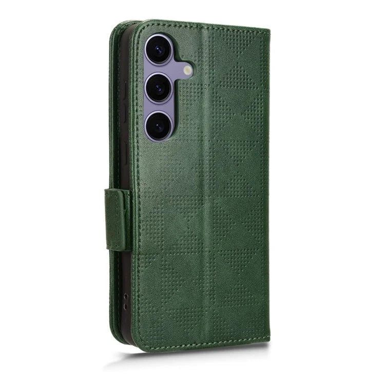 For Samsung Galaxy S24 Cell Phone Case Imprinted Triangle Flip Stand Wallet Leather Cover
