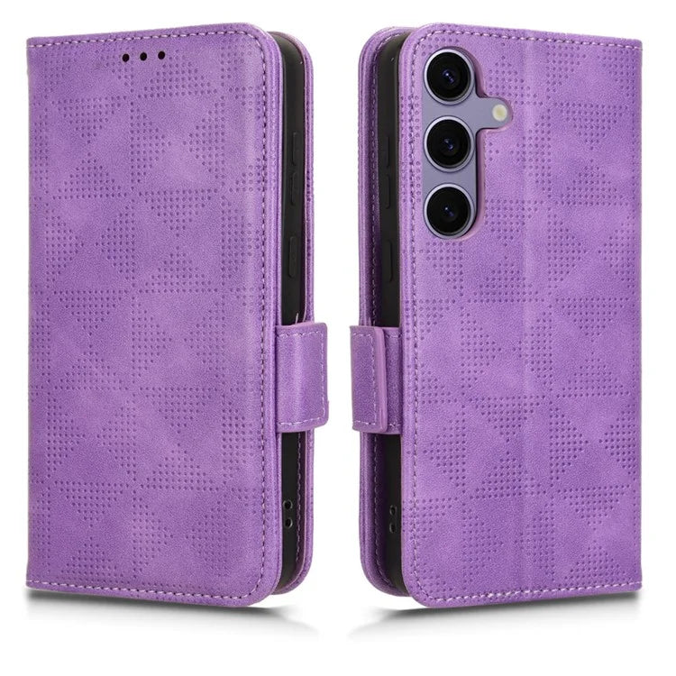 For Samsung Galaxy S24 Cell Phone Case Imprinted Triangle Flip Stand Wallet Leather Cover