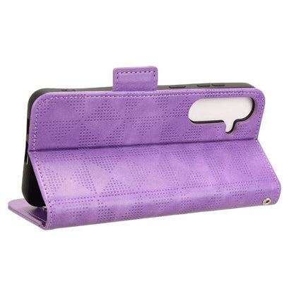 For Samsung Galaxy S24 Cell Phone Case Imprinted Triangle Flip Stand Wallet Leather Cover