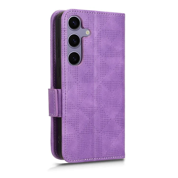 For Samsung Galaxy S24 Cell Phone Case Imprinted Triangle Flip Stand Wallet Leather Cover