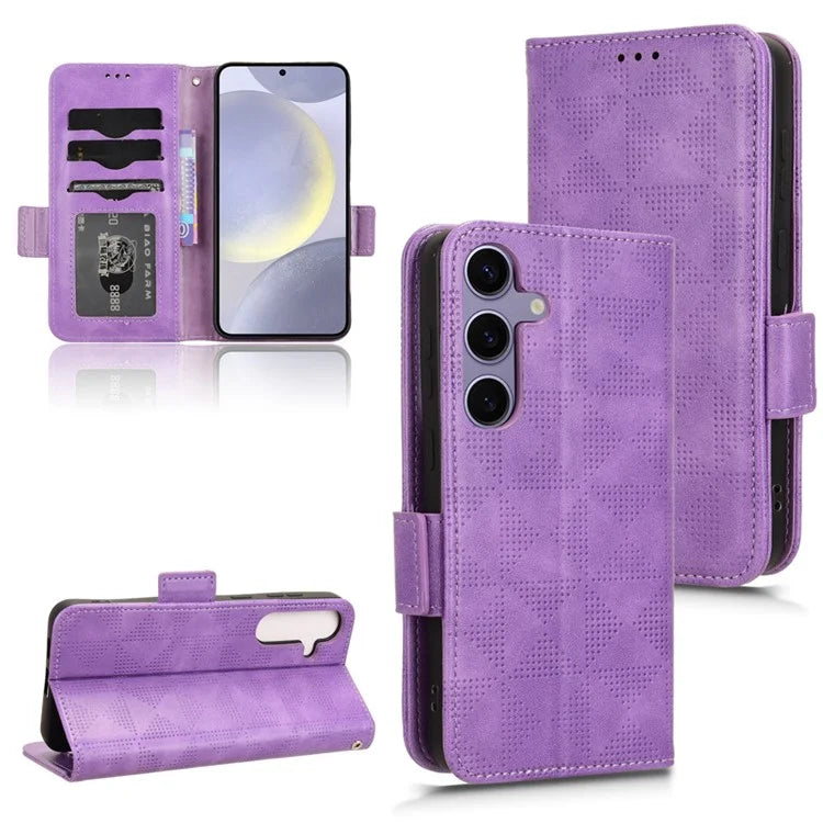 For Samsung Galaxy S24 Cell Phone Case Imprinted Triangle Flip Stand Wallet Leather Cover