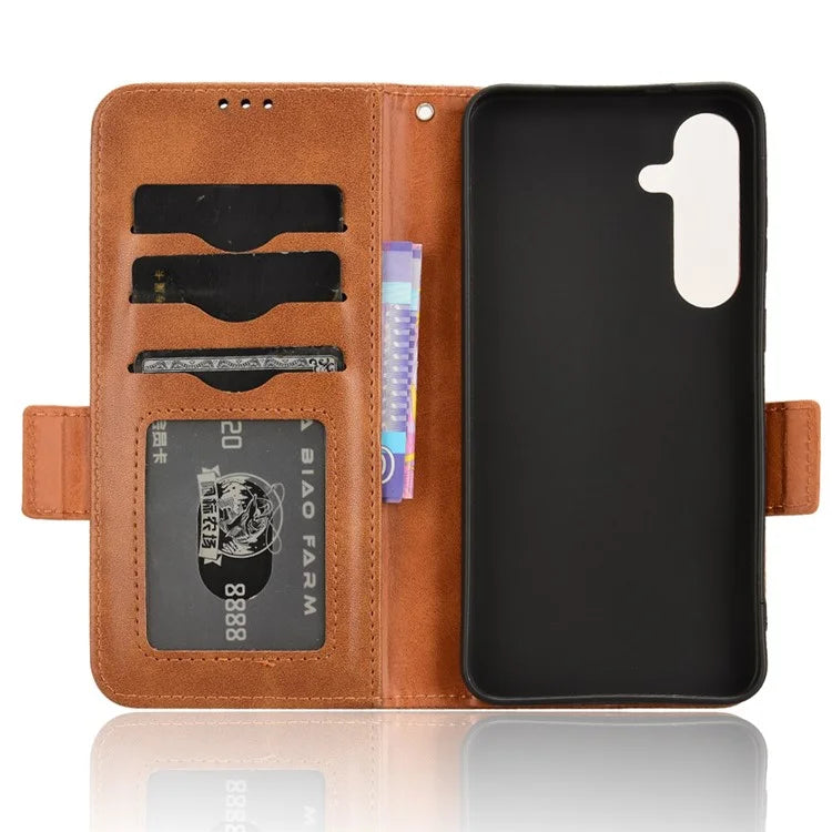 For Samsung Galaxy S24 Cell Phone Case Imprinted Triangle Flip Stand Wallet Leather Cover
