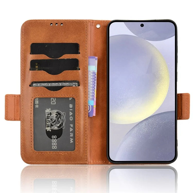 For Samsung Galaxy S24 Cell Phone Case Imprinted Triangle Flip Stand Wallet Leather Cover