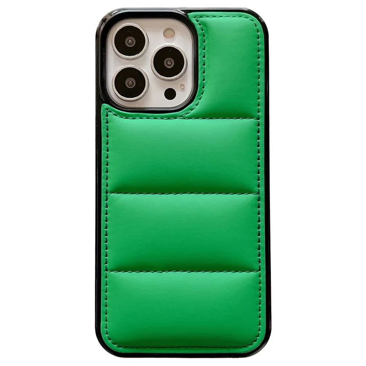 For iPhone 14 Pro Max Case Shockproof Down Jacket Back PU+TPU+PC Phone Cover