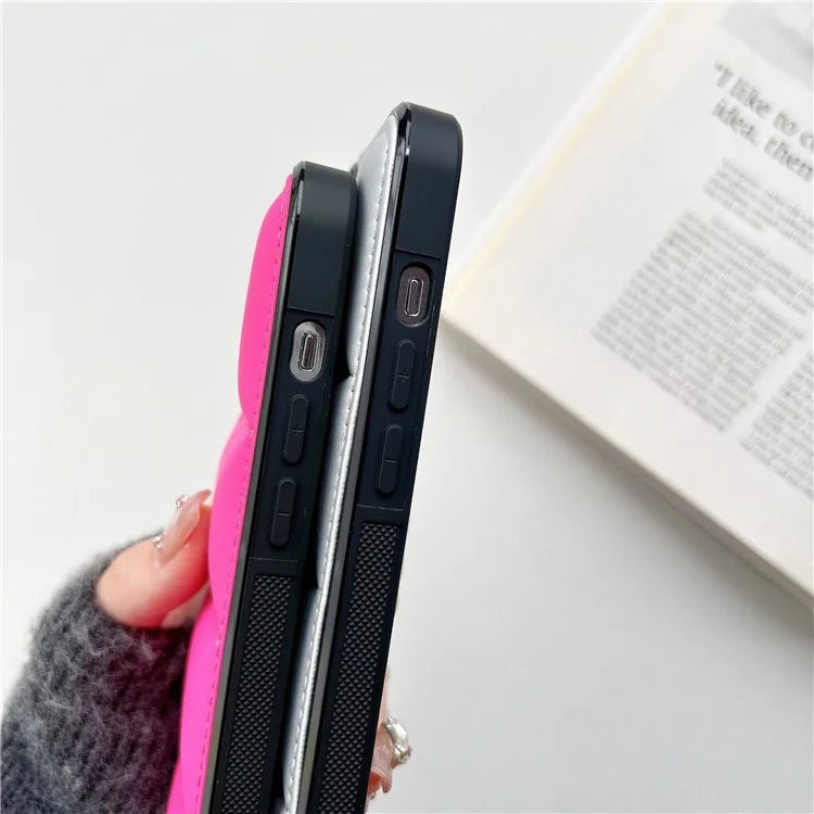 For iPhone 14 Pro Max Case Shockproof Down Jacket Back PU+TPU+PC Phone Cover