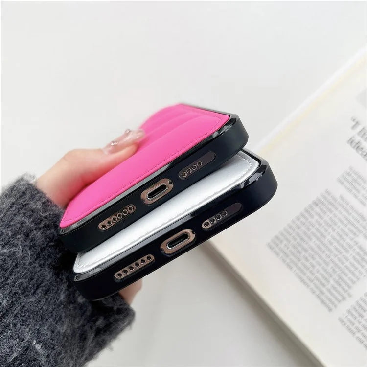 For iPhone 14 Pro Shockproof Case PU+TPU+PC Down Jacket Back Phone Cover