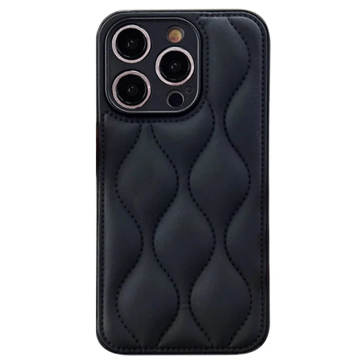 For iPhone 15 Pro Max Case Down Jacket Water Ripple Pattern Cell Phone Cover