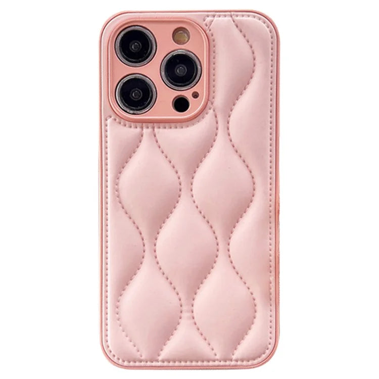 For iPhone 15 Pro Max Case Down Jacket Water Ripple Pattern Cell Phone Cover