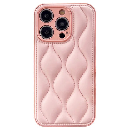 For iPhone 15 Pro Max Case Down Jacket Water Ripple Pattern Cell Phone Cover