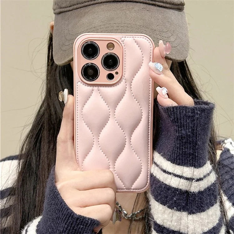 For iPhone 15 Pro Max Case Down Jacket Water Ripple Pattern Cell Phone Cover