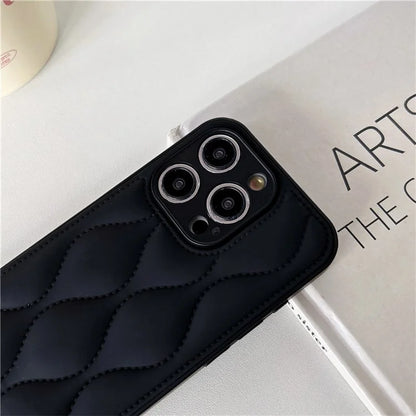 For iPhone 15 Pro Max Case Down Jacket Water Ripple Pattern Cell Phone Cover