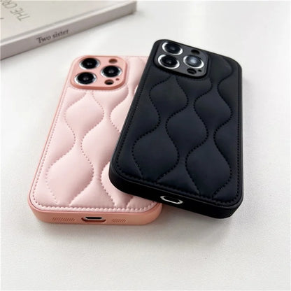 For iPhone 15 Pro Max Case Down Jacket Water Ripple Pattern Cell Phone Cover