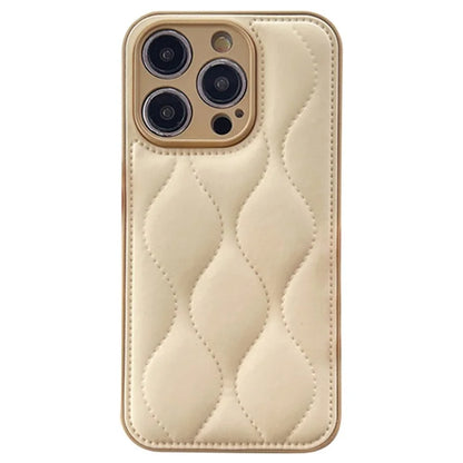 For iPhone 14 Pro Case Solid Color Water Ripple Pattern PC+TPU+PU Leather Phone Cover