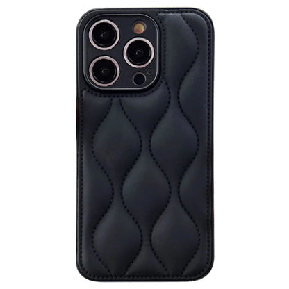 For iPhone 14 Pro Case Solid Color Water Ripple Pattern PC+TPU+PU Leather Phone Cover