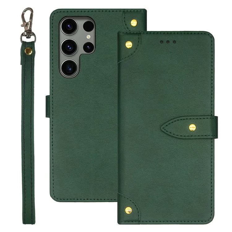 IDEWEI For Samsung Galaxy S24 Ultra PU Leather Phone Case with Card Holders Stand Function