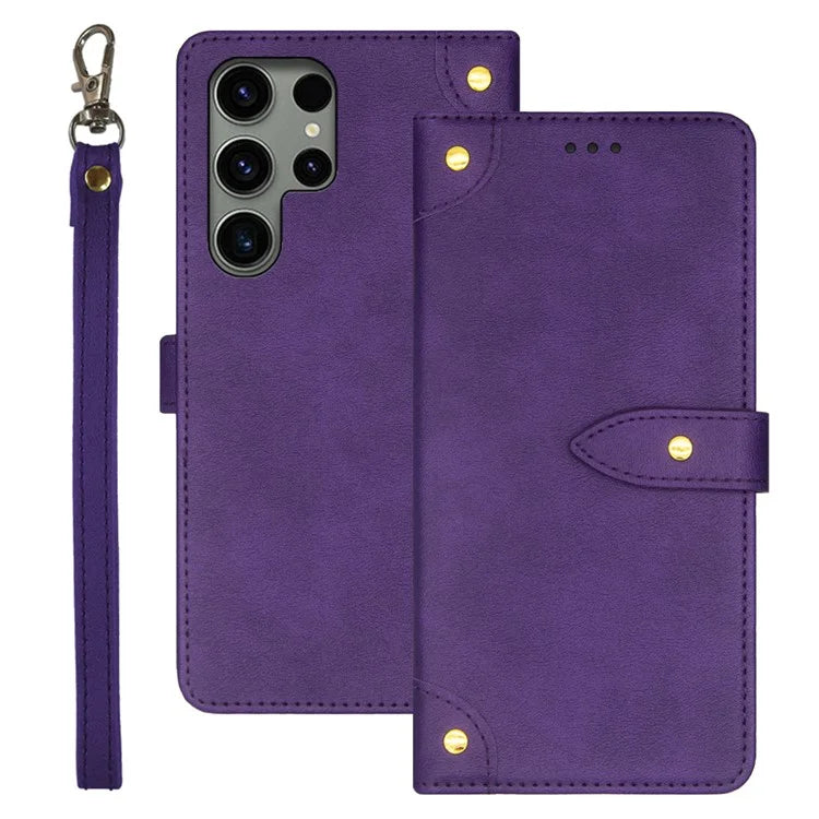 IDEWEI For Samsung Galaxy S24 Ultra PU Leather Phone Case with Card Holders Stand Function