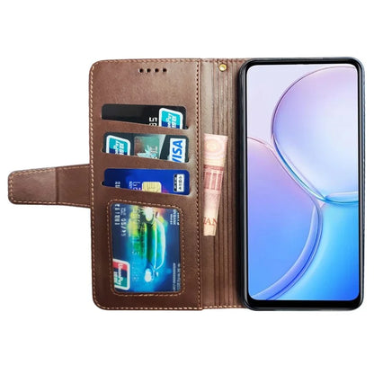 IDEWEI For Samsung Galaxy S24+ Calf Texture Leather Case Wallet Phone Cover