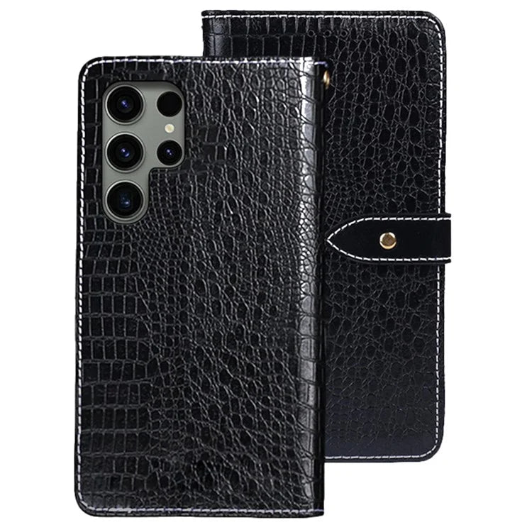IDEWEI For Samsung Galaxy S24 Ultra Crocodile Texture Leather Case with Wallet Stand