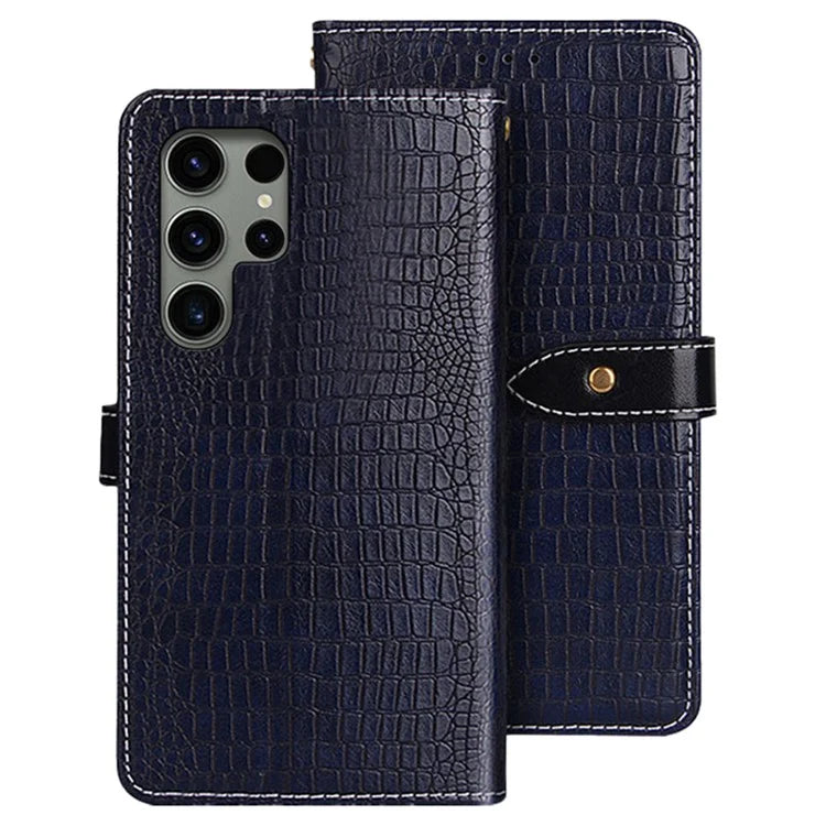 IDEWEI For Samsung Galaxy S24 Ultra Crocodile Texture Leather Case with Wallet Stand
