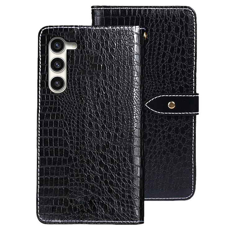 IDEWEI For Samsung Galaxy S24+ Leather Case Phone Wallet Cover Crocodile Texture