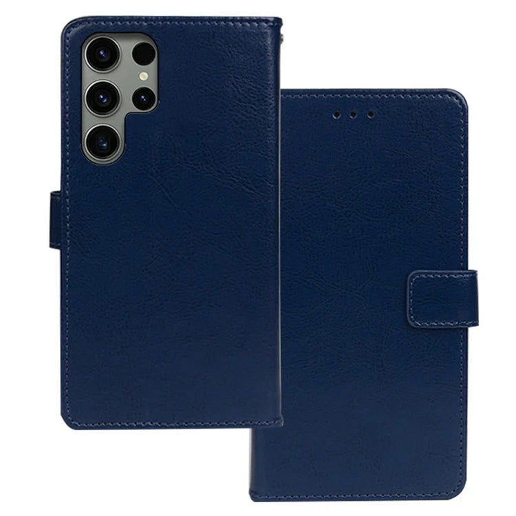 IDEWEI For Samsung Galaxy S24 Ultra Leather Case Phone Wallet Crazy Horse Texture