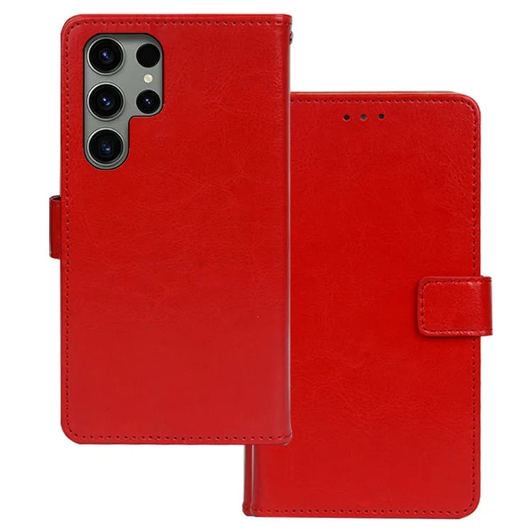 IDEWEI For Samsung Galaxy S24 Ultra Leather Case Phone Wallet Crazy Horse Texture
