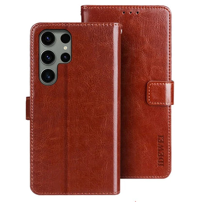 IDEWEI For Samsung Galaxy S24 Ultra Leather Case Crazy Horse Leather Folio Flip Phone Wallet