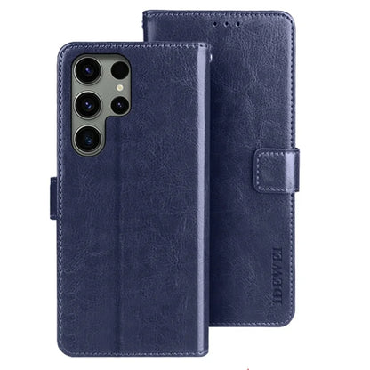 IDEWEI For Samsung Galaxy S24 Ultra Leather Case Crazy Horse Leather Folio Flip Phone Wallet